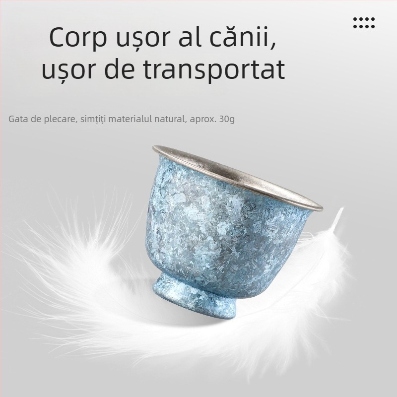 Set de ceai din titan pur, dublu strat, cu model cu flori de gheață și crăpături, pentru exterior, portabil, elegant stil luxos, cadou de ceai
