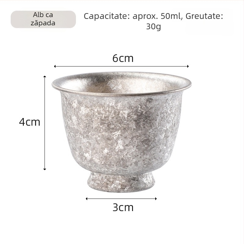 Set de ceai din titan pur, dublu strat, cu model cu flori de gheață și crăpături, pentru exterior, portabil, elegant stil luxos, cadou de ceai