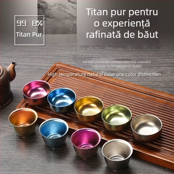 Set de ceai din titan pur: ceașă de ceai din titan, ceașcă de apă, ceașcă Master pentru ceai Kung Fu, accesorii de ceai pentru uz casnic