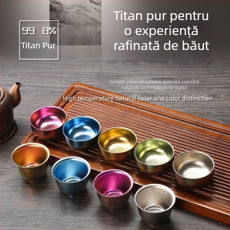 Set de ceai din titan pur: ceașă de ceai din titan, ceașcă de apă, ceașcă Master pentru ceai Kung Fu, accesorii de ceai pentru uz casnic