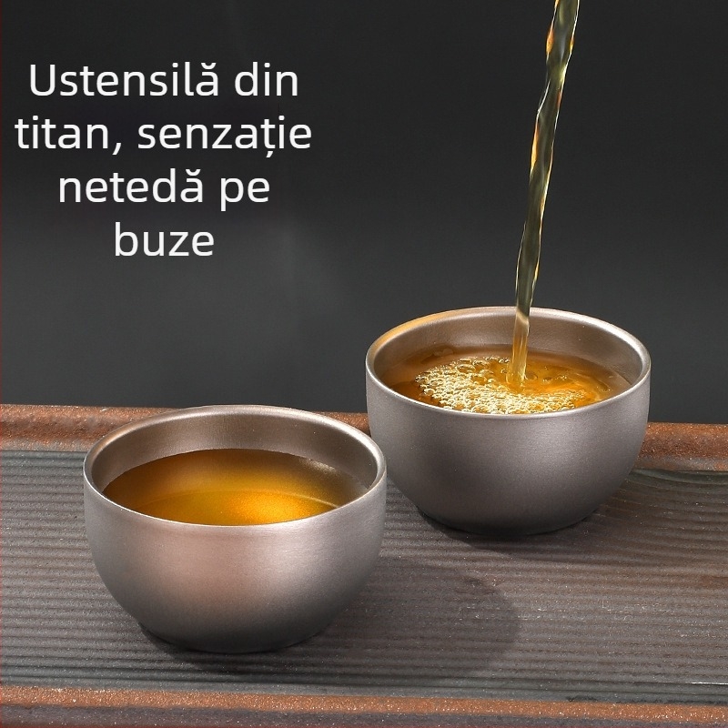 Set de ceai din titan pur: ceașă de ceai din titan, ceașcă de apă, ceașcă Master pentru ceai Kung Fu, accesorii de ceai pentru uz casnic