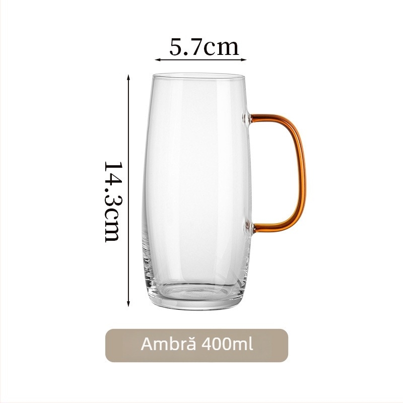 Ceașcă de ceai din sticlă cu mâner, borosilicată, rezistentă la temperaturi, pentru ceai verde, stil japonez.