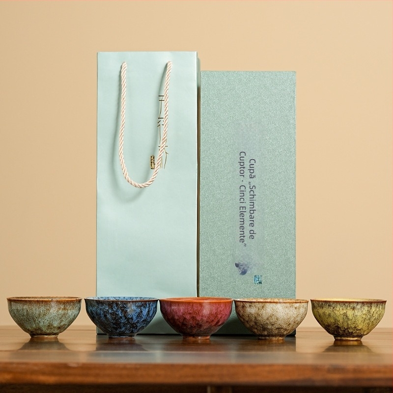 Set de ceai ceramic Gongfu în stil chinezesc, cești și boluri de ceai, lucrat manual pentru uz casnic