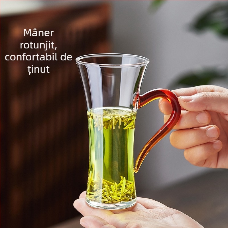 Mesni Cană de Sticlă cu Mâner, Borosilicat de Înaltă Calitate, Rezistentă la Temperatură – Uz Casnic, Ceai și Suc