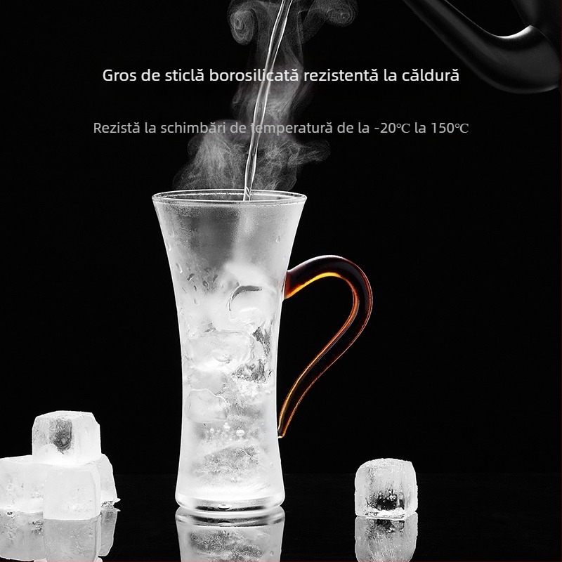Mesni Cană de Sticlă cu Mâner, Borosilicat de Înaltă Calitate, Rezistentă la Temperatură – Uz Casnic, Ceai și Suc