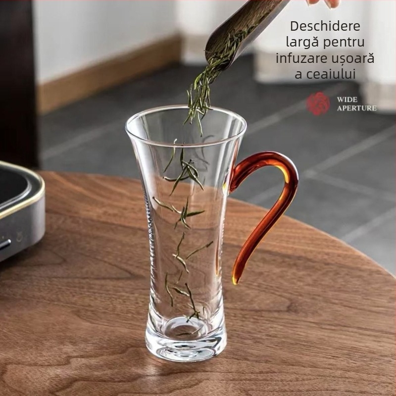 Mesni Cană de Sticlă cu Mâner, Borosilicat de Înaltă Calitate, Rezistentă la Temperatură – Uz Casnic, Ceai și Suc