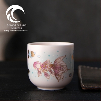 Ceainic Ruyao cu mâner, pentru uz casnic, capacitate mare, plită ceramică electrică, set de ceai Kung Fu, pentru infuzare ceai, design cu pește mic auriu