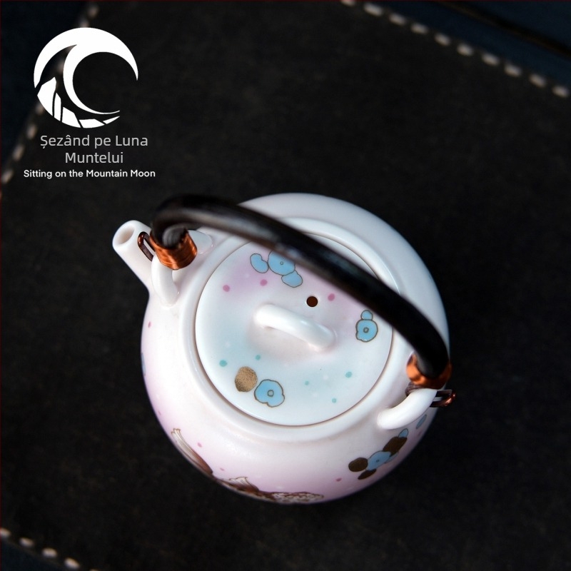 Ceainic Ruyao cu mâner, pentru uz casnic, capacitate mare, plită ceramică electrică, set de ceai Kung Fu, pentru infuzare ceai, design cu pește mic auriu