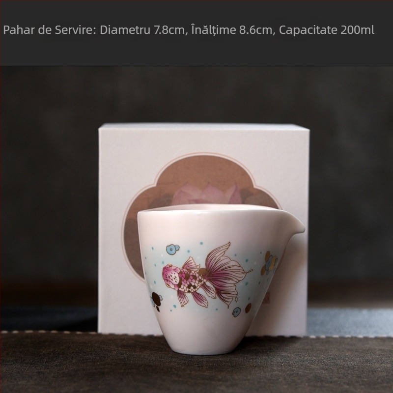 Ceainic Ruyao cu mâner, pentru uz casnic, capacitate mare, plită ceramică electrică, set de ceai Kung Fu, pentru infuzare ceai, design cu pește mic auriu