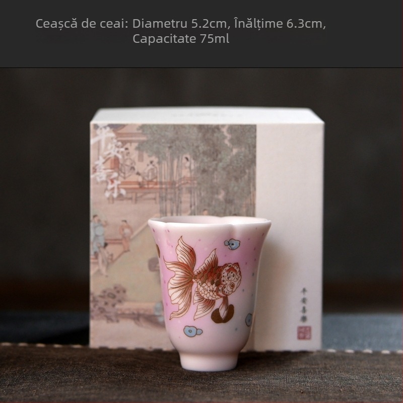Ceainic Ruyao cu mâner, pentru uz casnic, capacitate mare, plită ceramică electrică, set de ceai Kung Fu, pentru infuzare ceai, design cu pește mic auriu