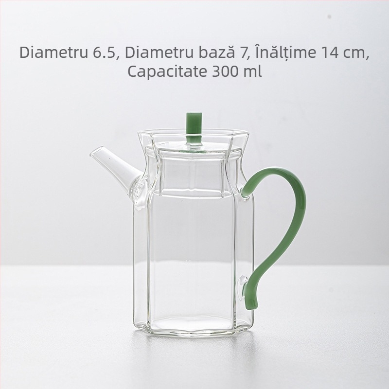 Yunlin ceainic verde din sticlă borosilicată, rezistent la căldură, cu filtru, stil chinezesc – Teastone