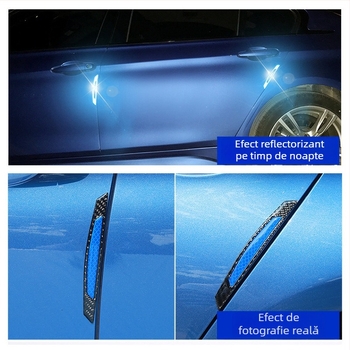 Autocolant reflectorizant pentru caroserie, model fibră de carbon, pentru marginea ușii – decor și protecție împotriva coliziunilor