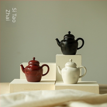 Ceainic ceramic lucrat manual, în stil japonez Wabi-Sabi, compact pentru uz casnic