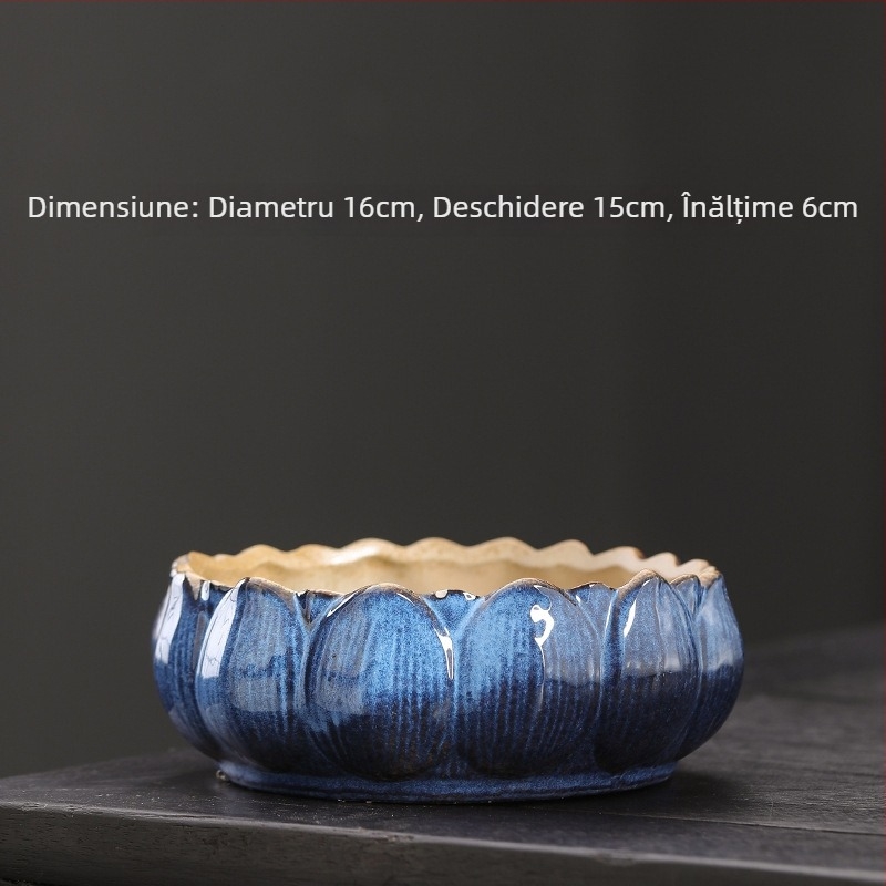 Vas ceramic mare pentru ceai, ceremonie Gongfu, set de ceai cu spălător pentru cești, bazin de apă vintage, accesorii Zen pentru ceremonia ceaiului