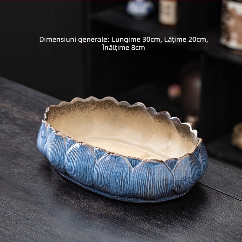 Vas ceramic mare pentru ceai, ceremonie Gongfu, set de ceai cu spălător pentru cești, bazin de apă vintage, accesorii Zen pentru ceremonia ceaiului