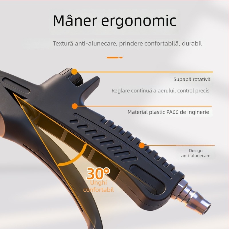 Pistol pneumatic pentru suflarea prafului cu furtun de aer extins, presiune înaltă, industrial