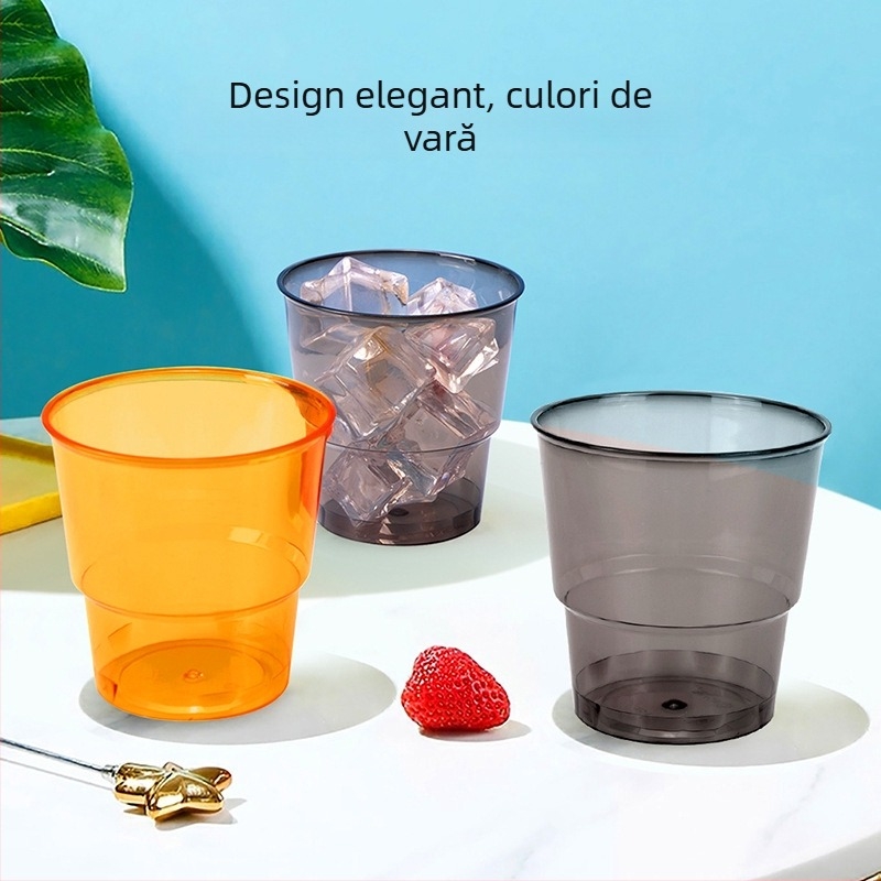 Petunia, pahar colorat în stil aviație, aspect Instagram, din plastic PS, de unică folosință, 30–135 ml