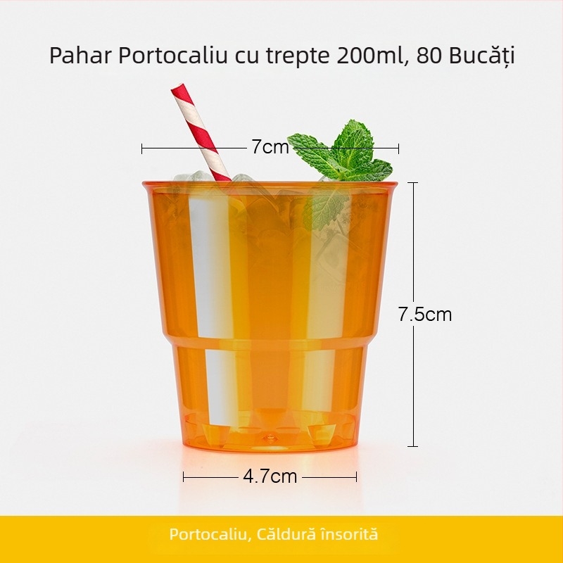 Petunia, pahar colorat în stil aviație, aspect Instagram, din plastic PS, de unică folosință, 30–135 ml