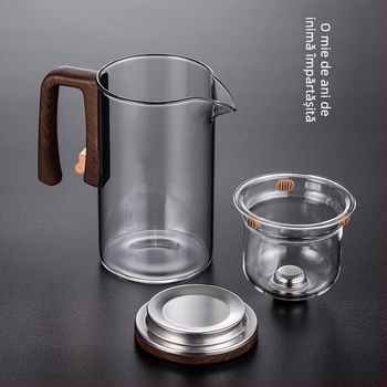 Set de ceai din sticlă cu separare ceai-apă, filtru magnetic, preparare facilă