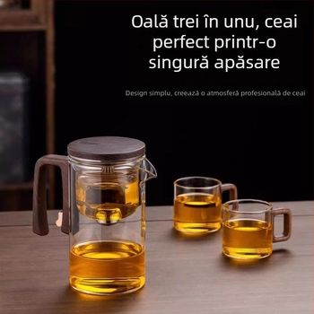 Set de ceai din sticlă cu separare ceai-apă, filtru magnetic, preparare facilă