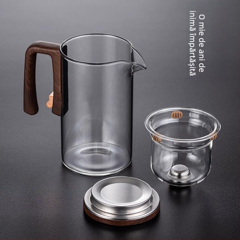 Set de ceai din sticlă cu separare ceai-apă, filtru magnetic, preparare facilă