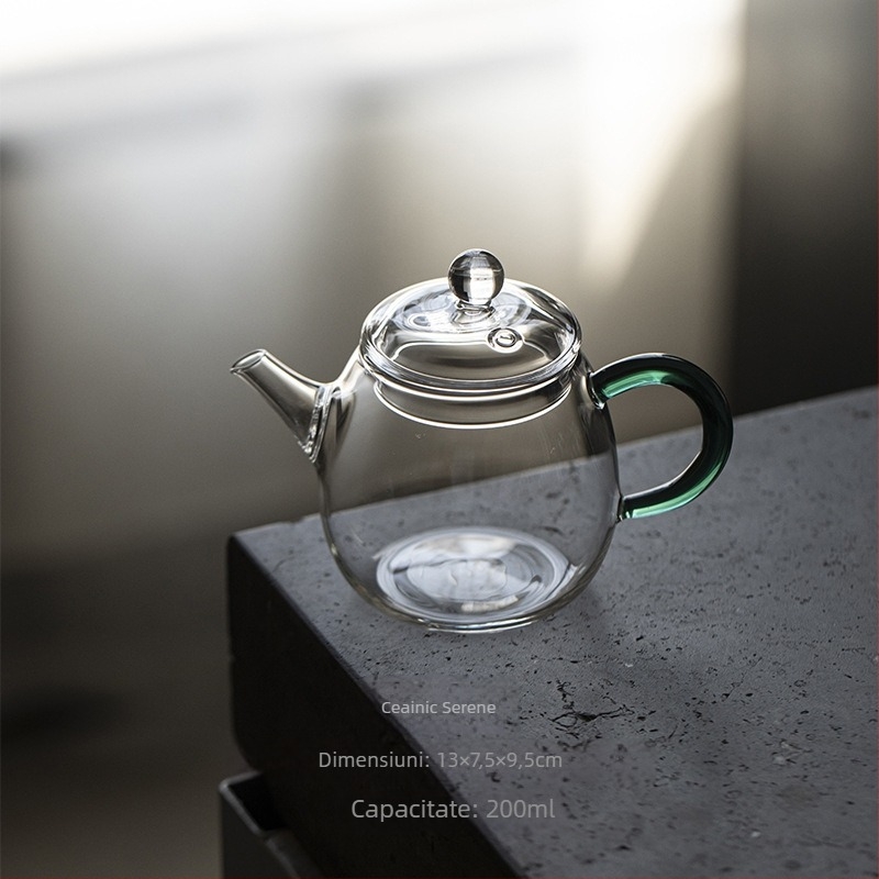 Ceainic din sticlă borosilicată rezistentă la temperatură, cu filtru pentru ceai de flori și ceai verde, ceainic din sticlă pentru o persoană, set Kung Fu ceai