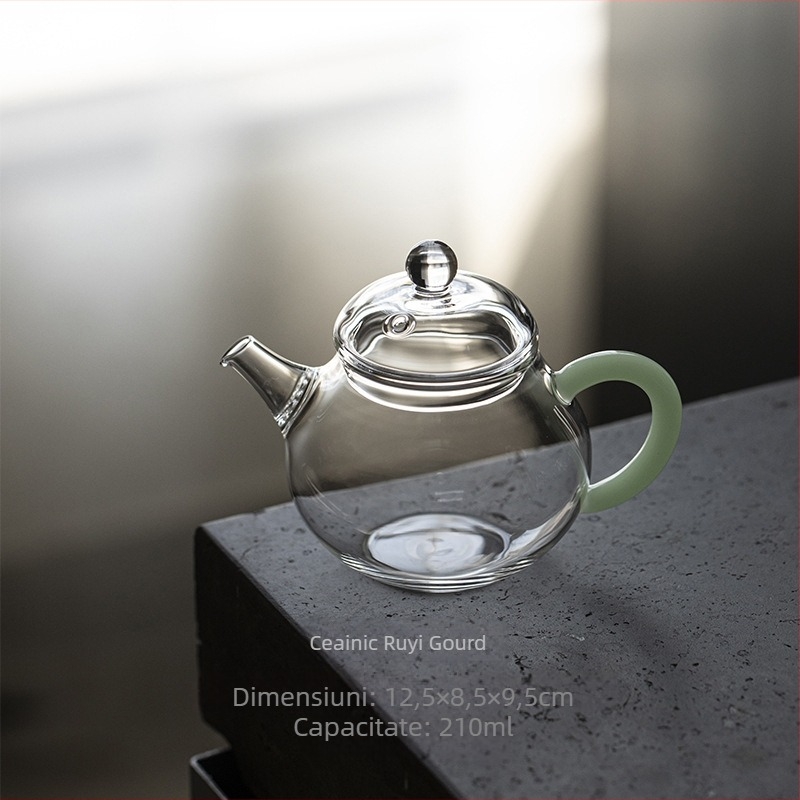 Ceainic din sticlă borosilicată rezistentă la temperatură, cu filtru pentru ceai de flori și ceai verde, ceainic din sticlă pentru o persoană, set Kung Fu ceai
