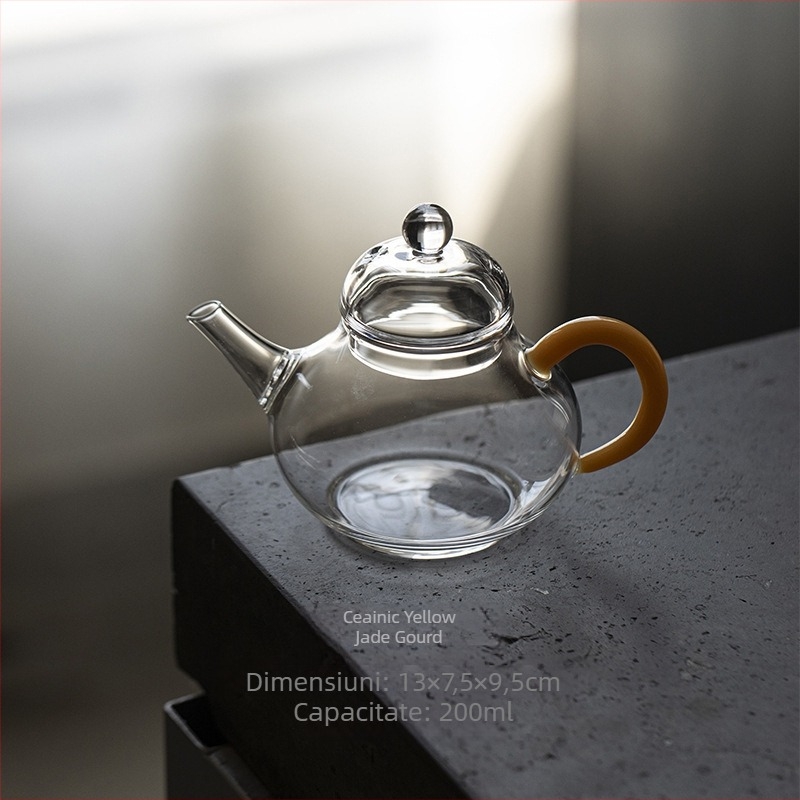 Ceainic din sticlă borosilicată rezistentă la temperatură, cu filtru pentru ceai de flori și ceai verde, ceainic din sticlă pentru o persoană, set Kung Fu ceai