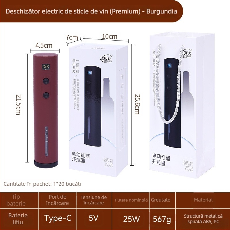 Deschizător electric pentru sticle de vin Jiebeida – automat, reîncărcabil, multifuncțional