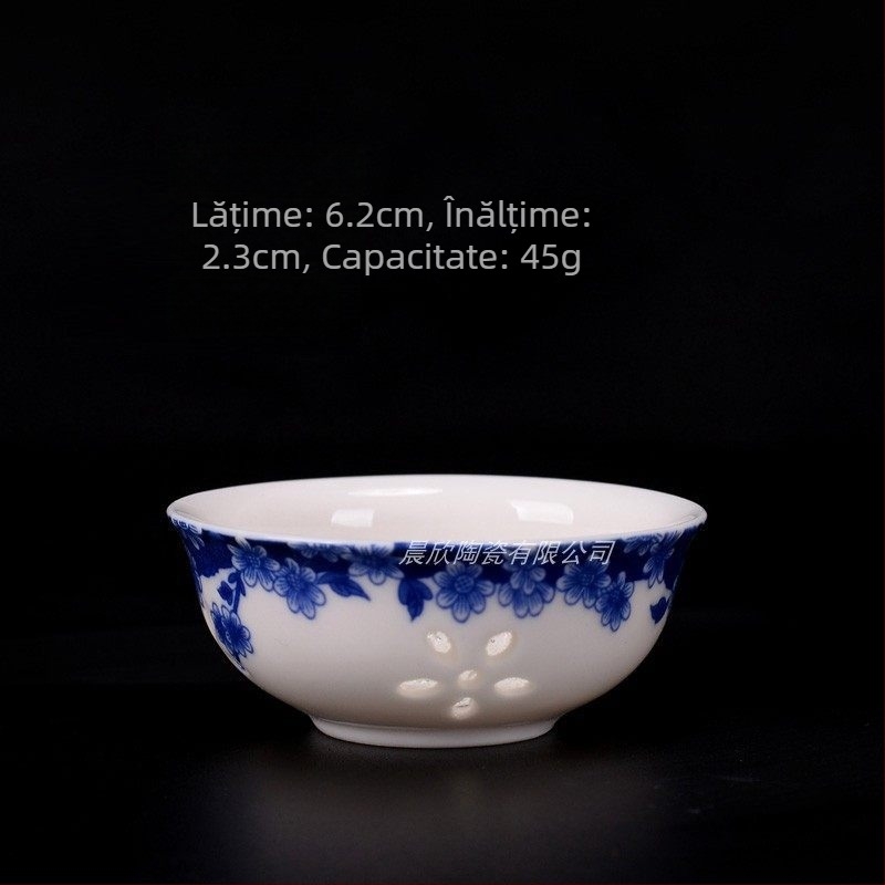 Ceainic din sticlă rezistent la temperaturi ridicate cu filtru ceramic, ceașcă de porțelan albastru-alb, set Kung Fu de ceai