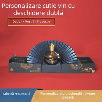Cutie personalizabilă pentru vin cu finisaj dur — formă de butoi, capac rabatabil, cutie cadou pentru vinul roșu, design de tip sertar