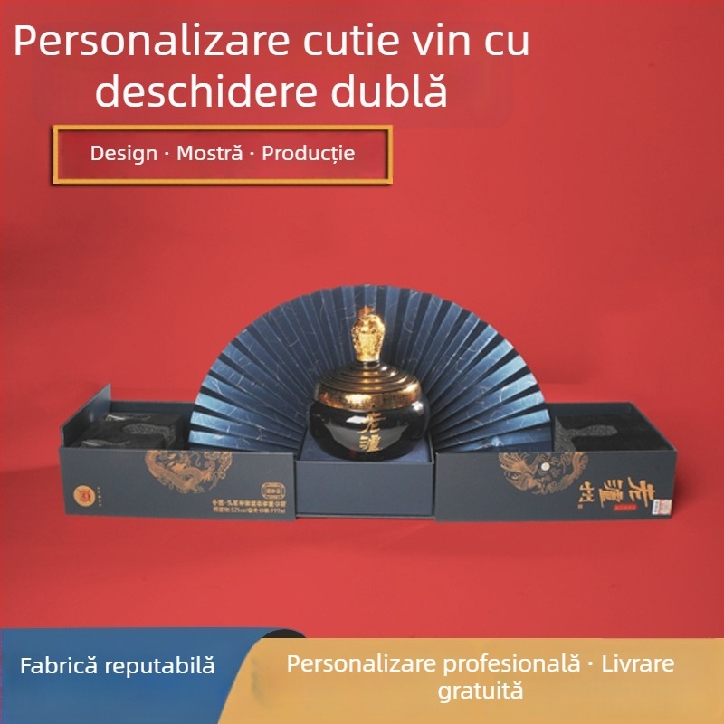 Cutie personalizabilă pentru vin cu finisaj dur — formă de butoi, capac rabatabil, cutie cadou pentru vinul roșu, design de tip sertar