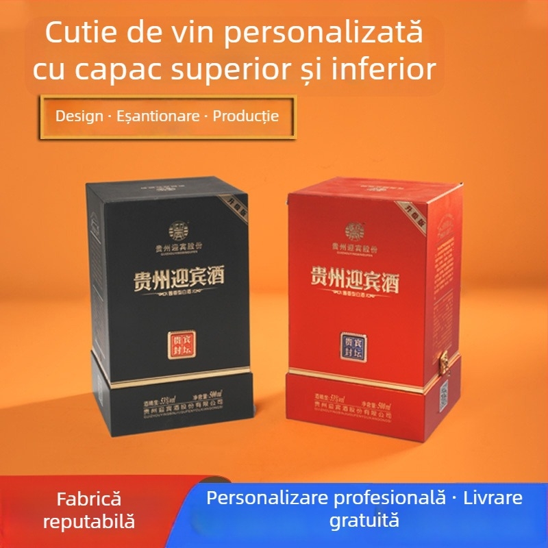 Cutie personalizabilă pentru vin cu finisaj dur — formă de butoi, capac rabatabil, cutie cadou pentru vinul roșu, design de tip sertar