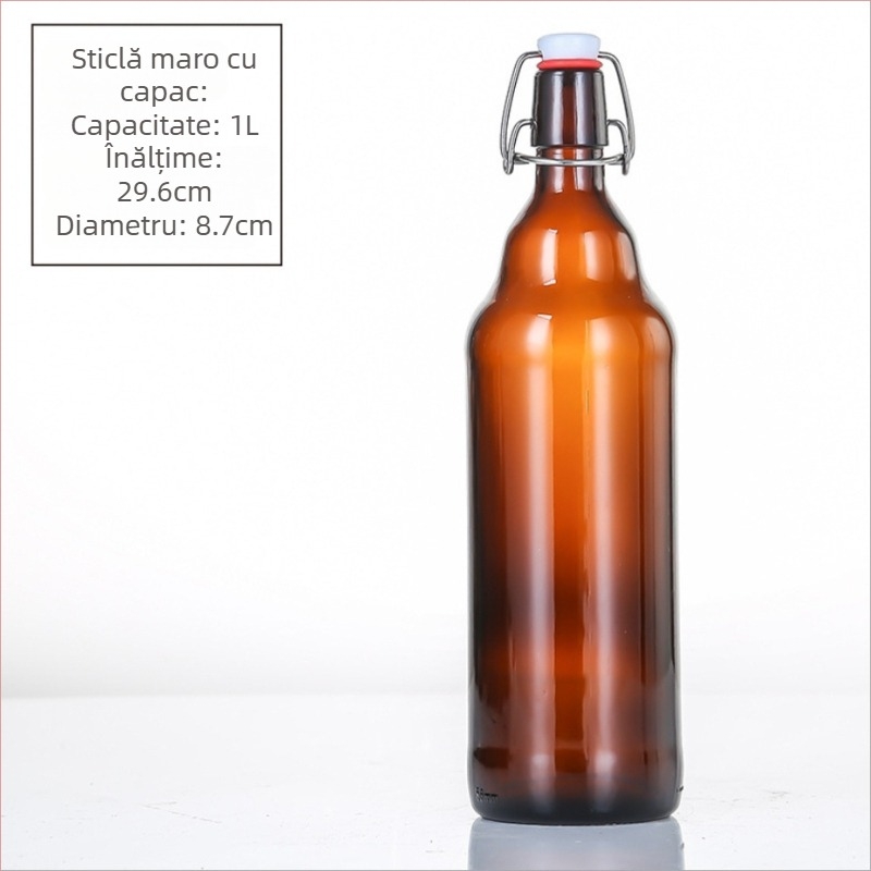 Sticlă maro din sticlă cu capac basculant, sigilată, 500 ml, pentru băuturi și enzime (sticlă goală pentru repachetare)