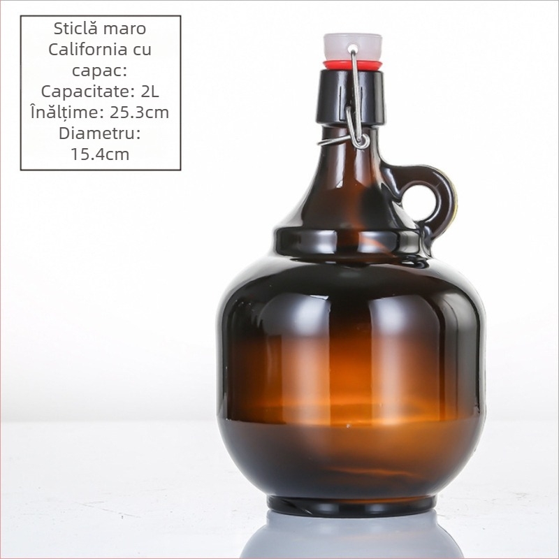 Sticlă maro din sticlă cu capac basculant, sigilată, 500 ml, pentru băuturi și enzime (sticlă goală pentru repachetare)