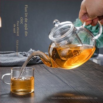 Ceainic din sticlă borosilicată, set de ceai cu infuzor pentru ceaiuri din fructe și plante, rezistent la căldură, Gongfu pentru acasă