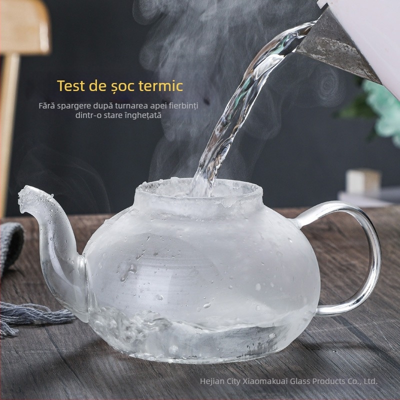 Ceainic din sticlă borosilicată, set de ceai cu infuzor pentru ceaiuri din fructe și plante, rezistent la căldură, Gongfu pentru acasă