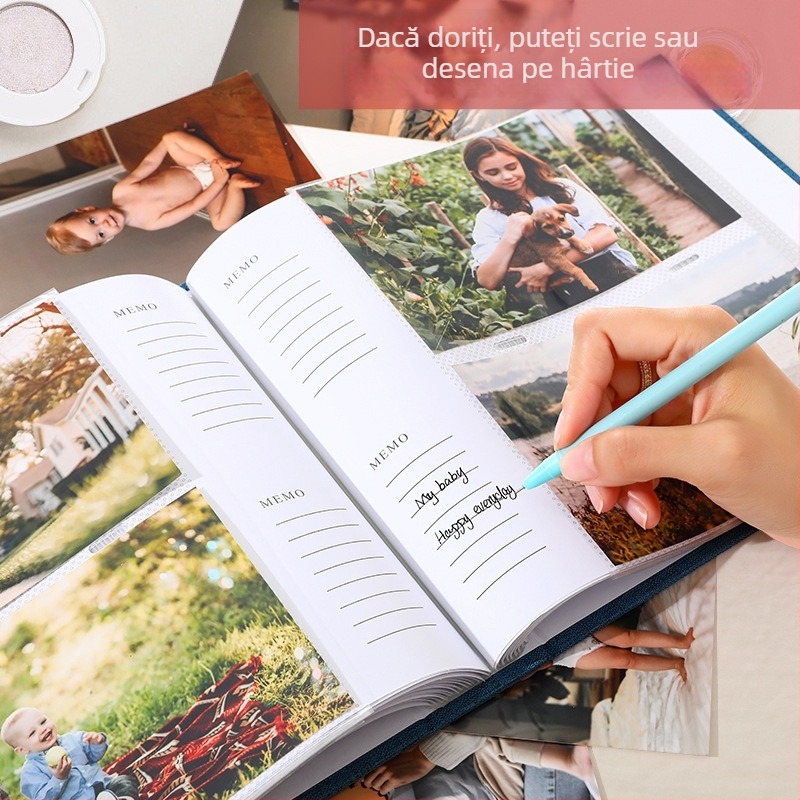 Album foto de 6 inci, capacitate mare până la 300 de fotografii, album DIY pentru fotografii instant, pentru copii