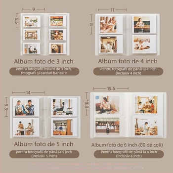 Album foto Polaroid cu capacitate mare, album din plastic pentru fotografii și carduri, pagini cu grilă de patru pătrate