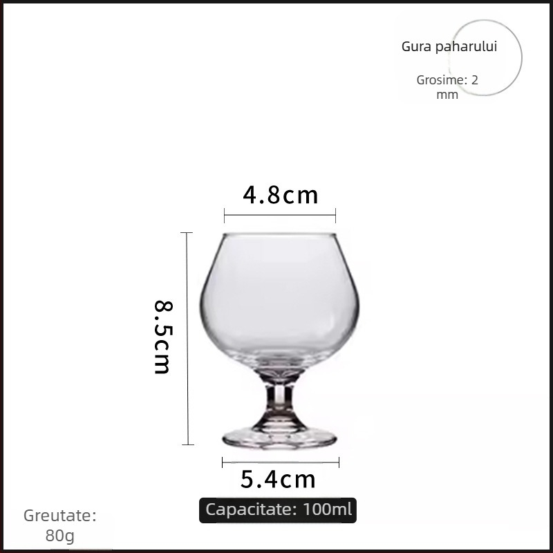 Libbey pahar de brandy, picior scurt, gros, formă de lalea, stil european, pahar de vin