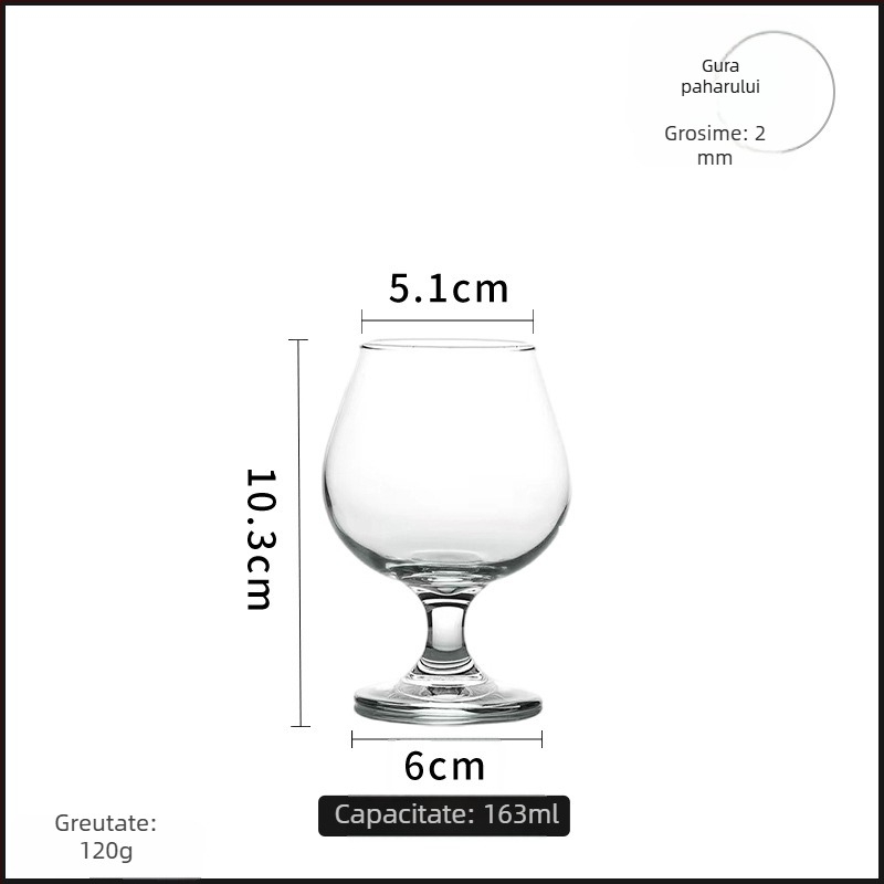Libbey pahar de brandy, picior scurt, gros, formă de lalea, stil european, pahar de vin