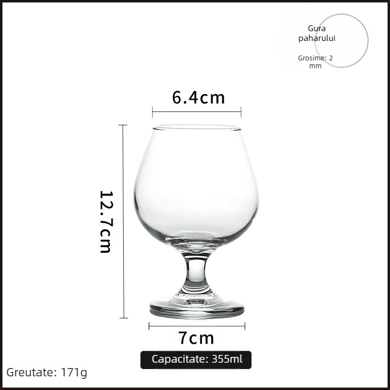 Libbey pahar de brandy, picior scurt, gros, formă de lalea, stil european, pahar de vin