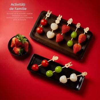 Bețe de bambus pentru fructe, de unică folosință, 12 cm, pachet 50 buc., pentru fructe și pâine, decorare alimentară