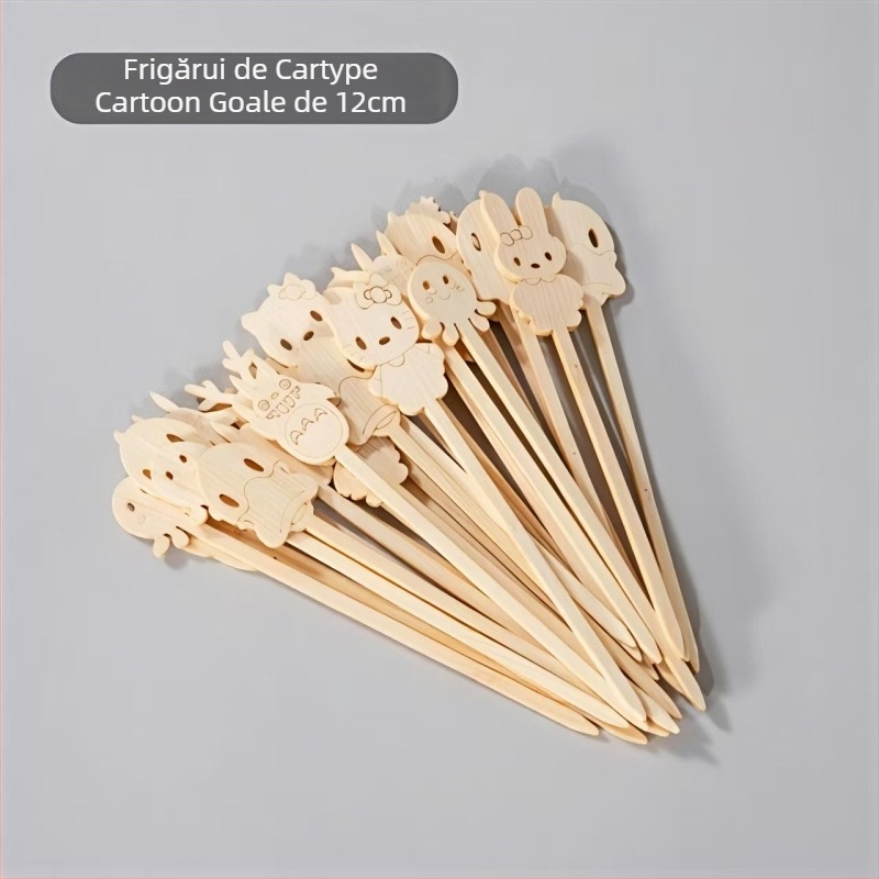 Bețe de bambus pentru fructe, de unică folosință, 12 cm, pachet 50 buc., pentru fructe și pâine, decorare alimentară