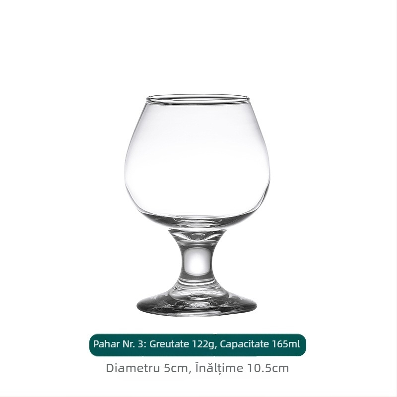 Pahar de brandy cu picior scurt, pentru vin roșu și whisky, pahar din sticlă cu corp mare, 301–400 ml