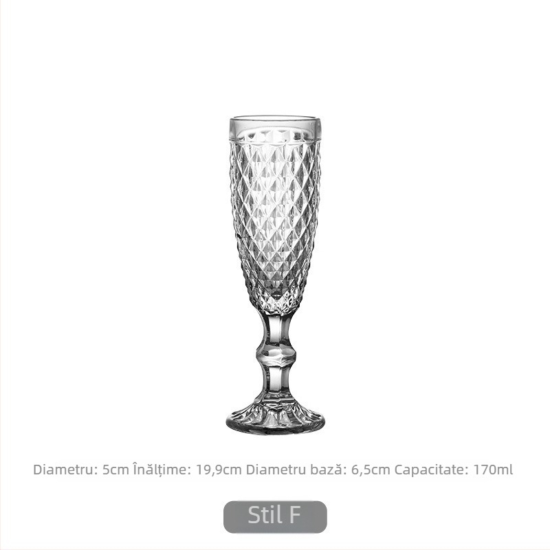 Pahar de vin elegant în stil franțuzesc, sticlă cu tăietură diamant, design european retro pentru hotel