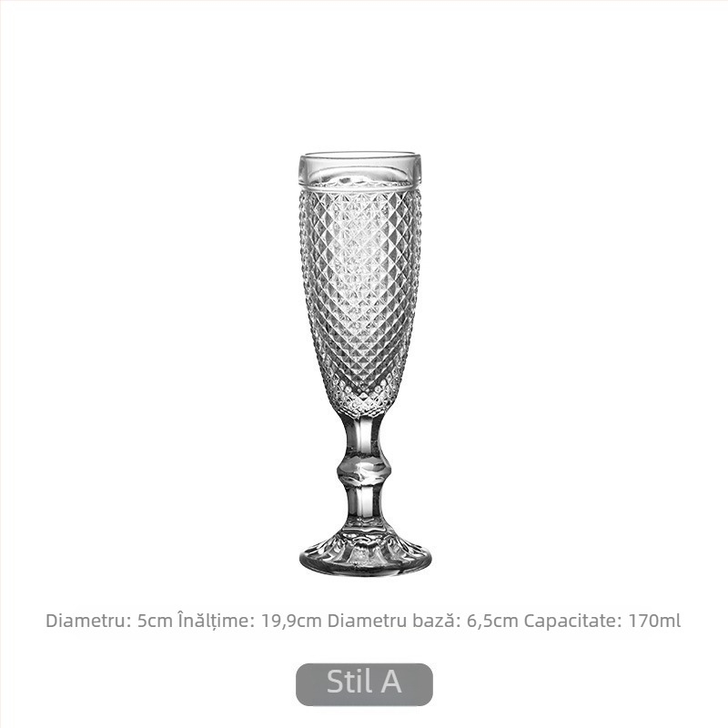 Pahar de vin elegant în stil franțuzesc, sticlă cu tăietură diamant, design european retro pentru hotel