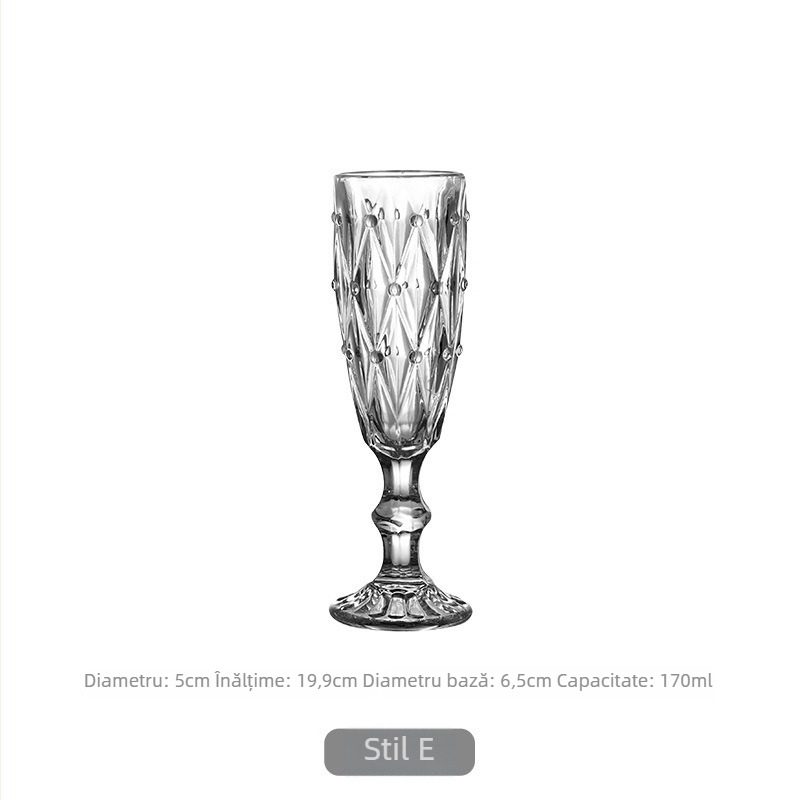 Pahar de vin elegant în stil franțuzesc, sticlă cu tăietură diamant, design european retro pentru hotel