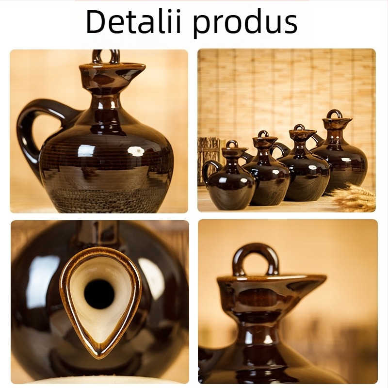 Vas ceramic pentru vin în stil antic, recipient tradițional din teracotă pentru vin, sticlă de vin, 1 jin, 2 jin, 3 jin, 5 jin