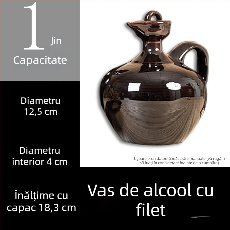 Vas ceramic pentru vin în stil antic, recipient tradițional din teracotă pentru vin, sticlă de vin, 1 jin, 2 jin, 3 jin, 5 jin